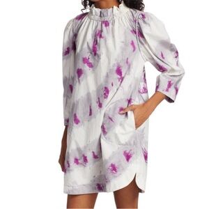 Sea New York Purple and White Tie Dye 3/4 Sleeve Dress NEW Sz S